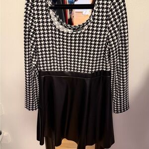SHEIN Black and White Houndstooth Mini Dress